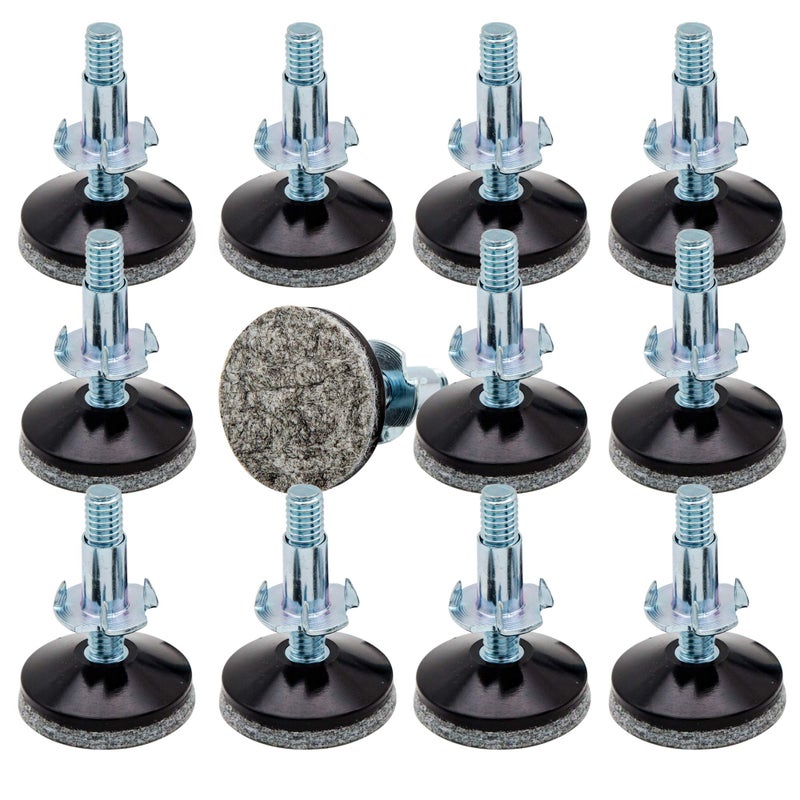 CSFMC Furniture Leg levelers for Wood,Apply to Bed/Cupboard/Sofa/Desk/Table and Chair for Furniture Wood Feet Adjustment,5/16 in Bolt, 1.5 in Base Diameter (12pcs) - Image 1